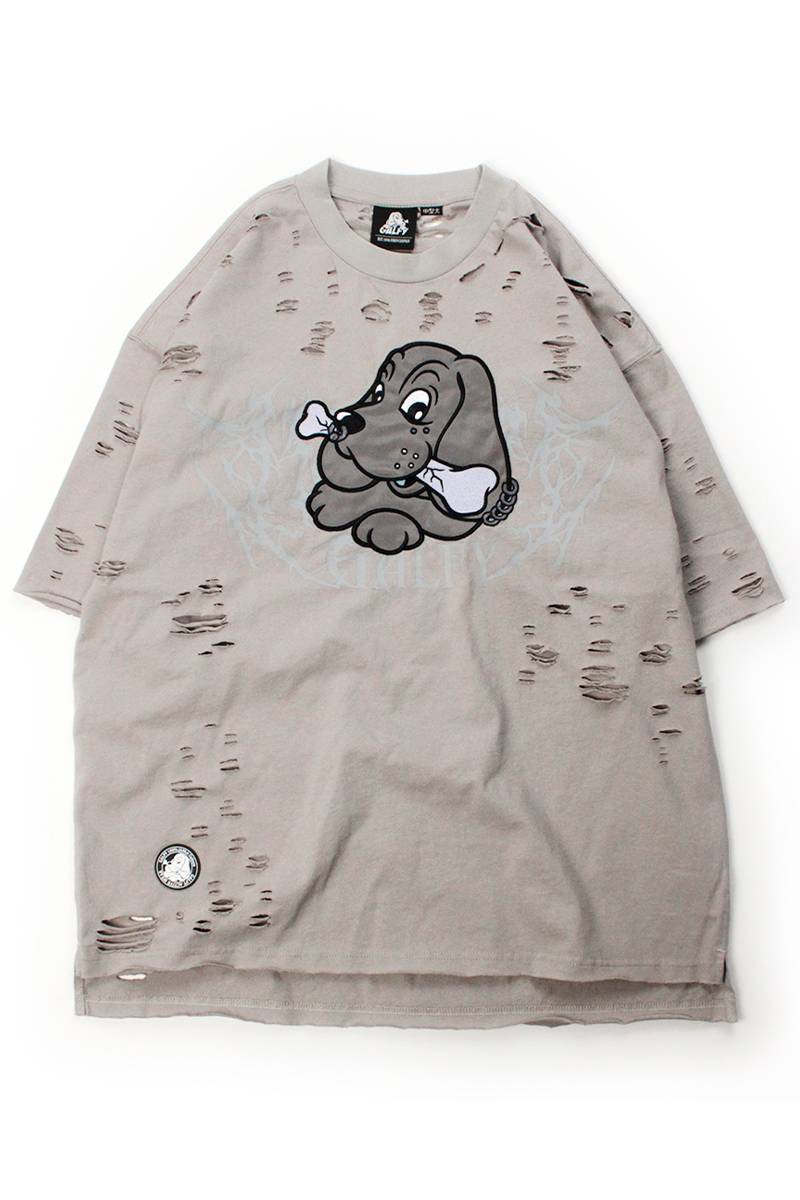 【予約商品】GALFY (ガルフィー) 病みに溶かされし大ダメージTシャツ - Ash