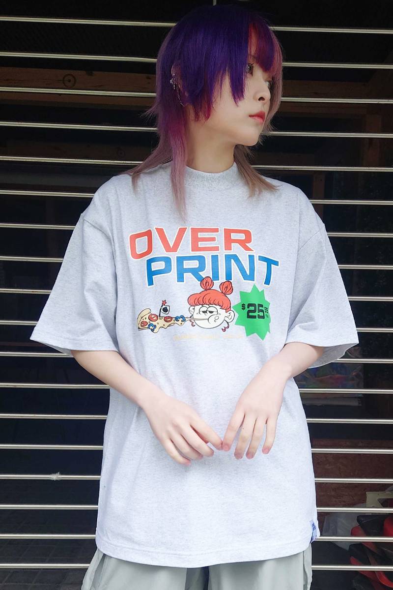 over print (オーバープリント) PIZZA PRICE Tee ash gray