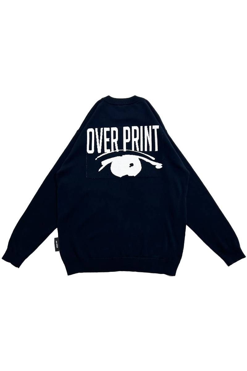 over print (オーバープリント) EYE cotton knit BLACK