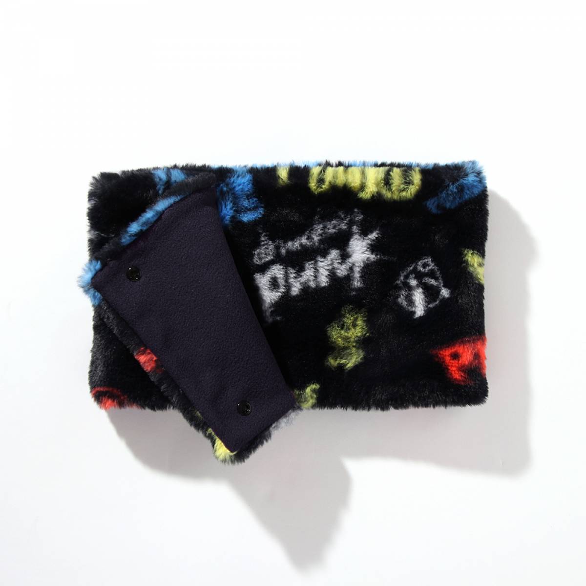 【予約商品】PUNK DRUNKERS (パンクドランカーズ)PDSロゴ総柄ファーネックウォーマー - BLACK/COLORFUL