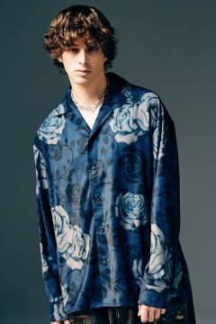 【予約商品】glamb(グラム)Rose Blur Shirt / ローズブラーシャツ - Blue