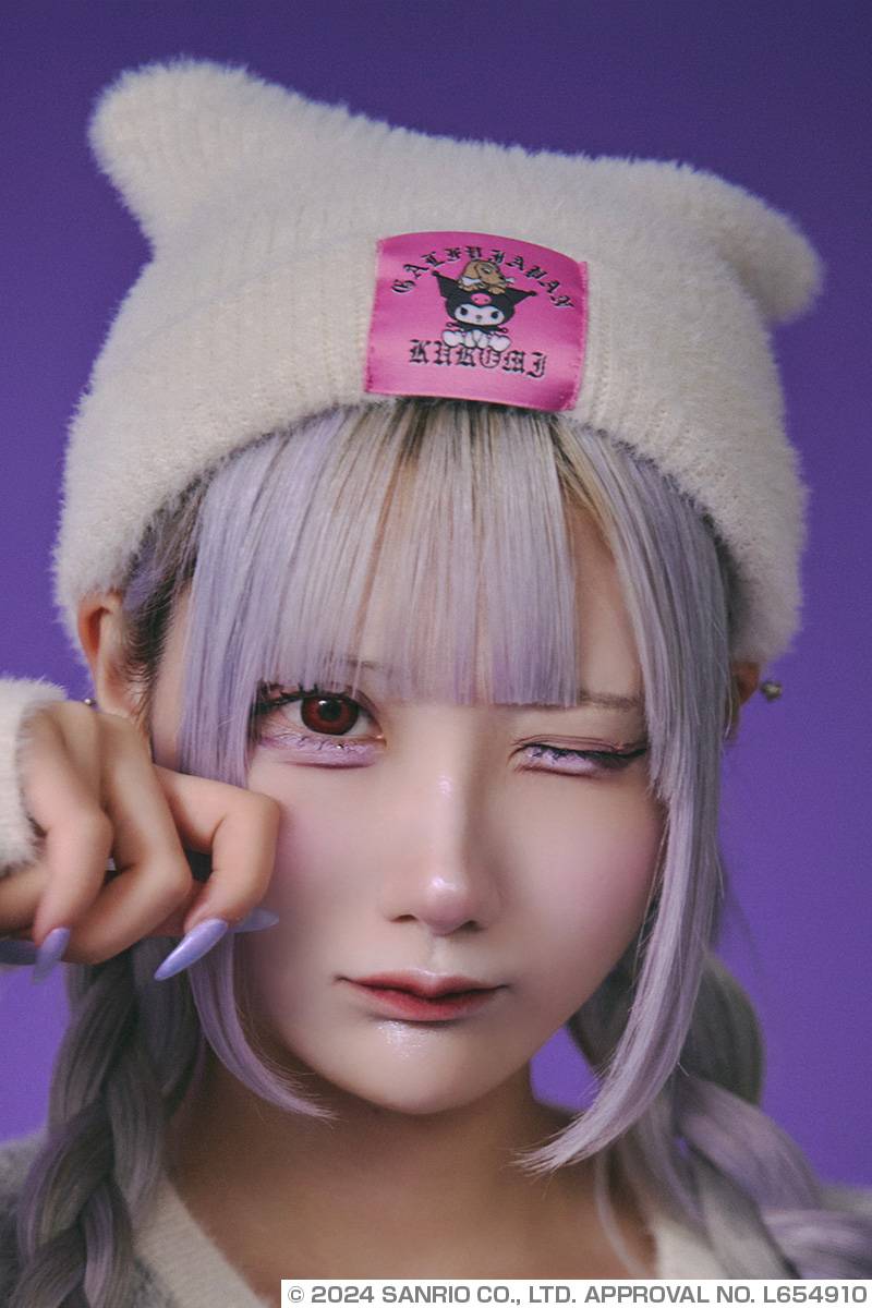 クロミ×GALFY(ガルフィー) ふわふわ猫耳ニットCAP - O.White