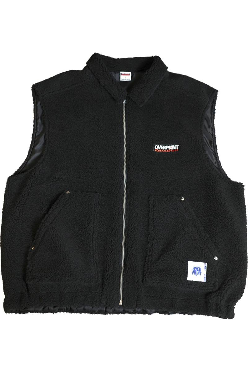 over print (オーバープリント) VEST SHEEP BOA - Black