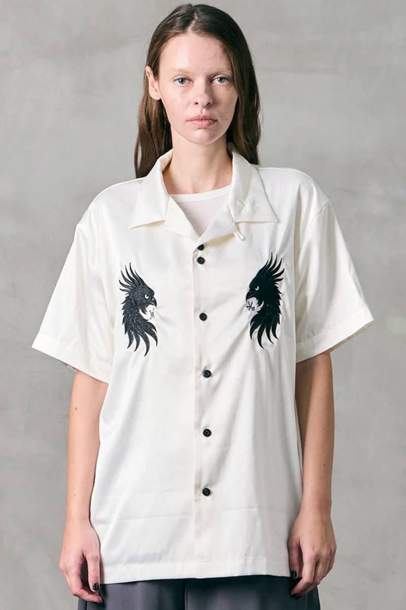 VIRGOwearworks (ヴァルゴウェアワークス) LUXE BOWLING SATIN SHIRT - White