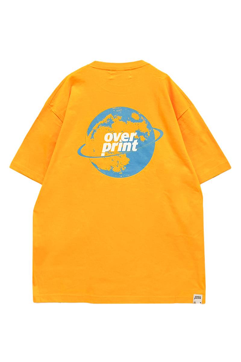 over print (オーバープリント) planet Tee (yellow orange)