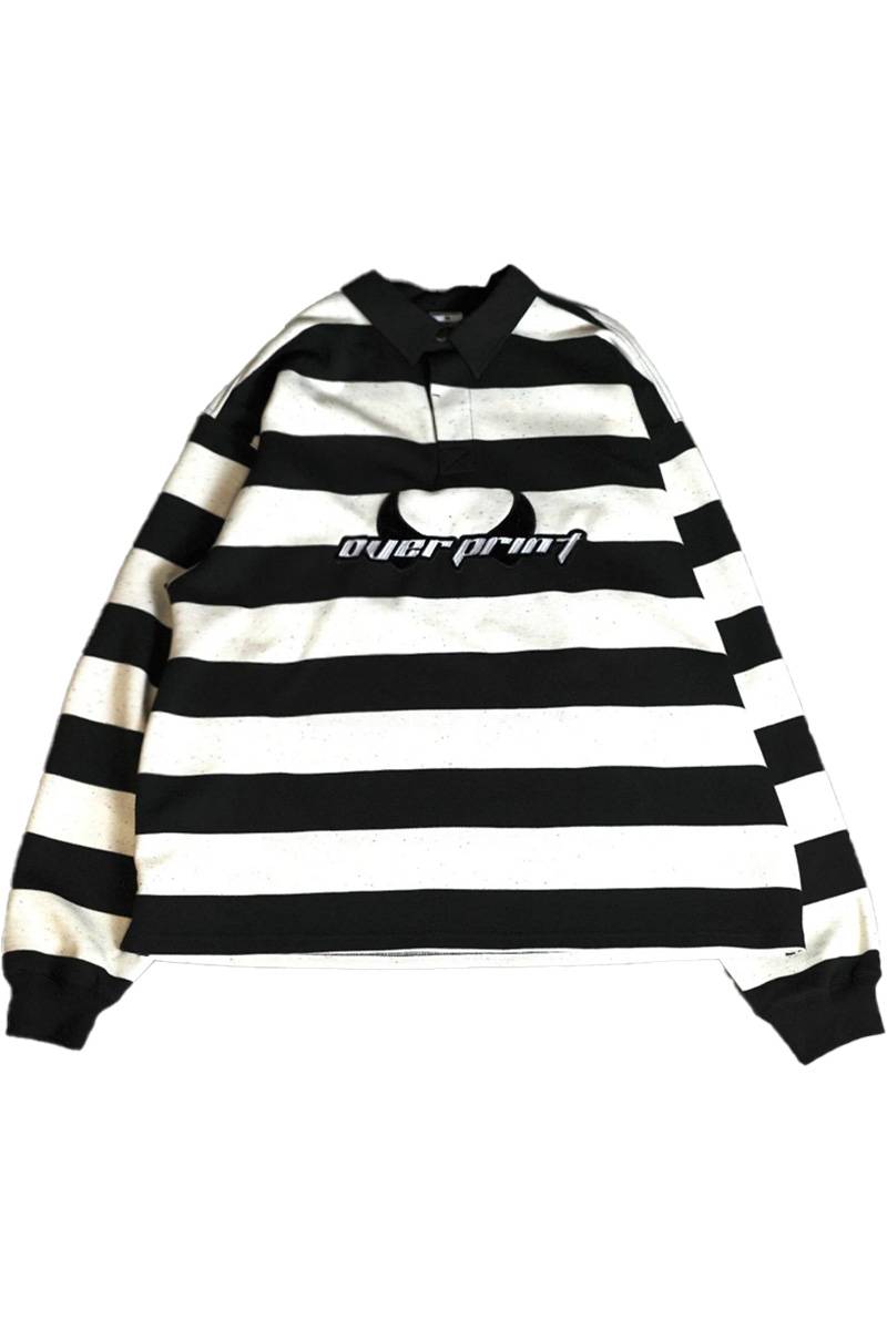 over print (オーバープリント) BIG Rugby Shirts BOADER - Black