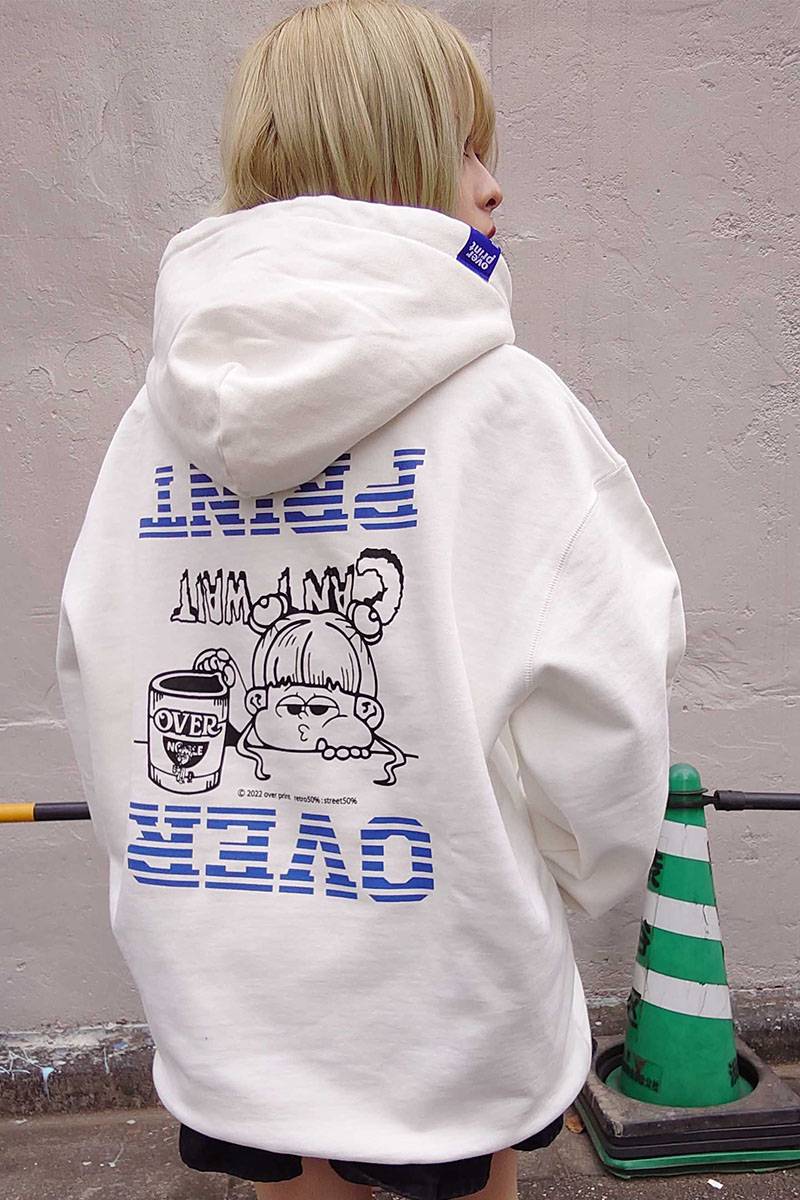 over print(オーバープリント) Inverted Hoodie *ZERO ZERO HERO (white)