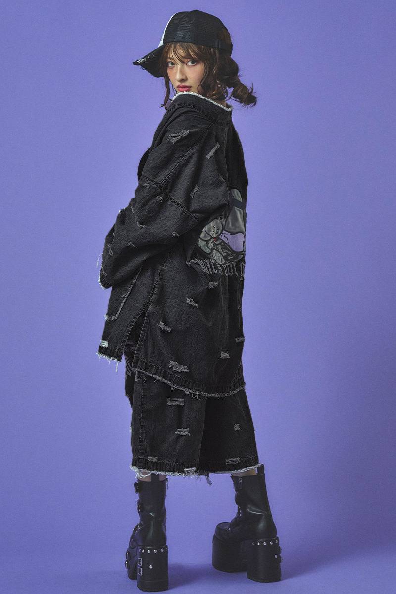 GALFY (ガルフィー) 病みに染まりしボロボロ甚平 - Black