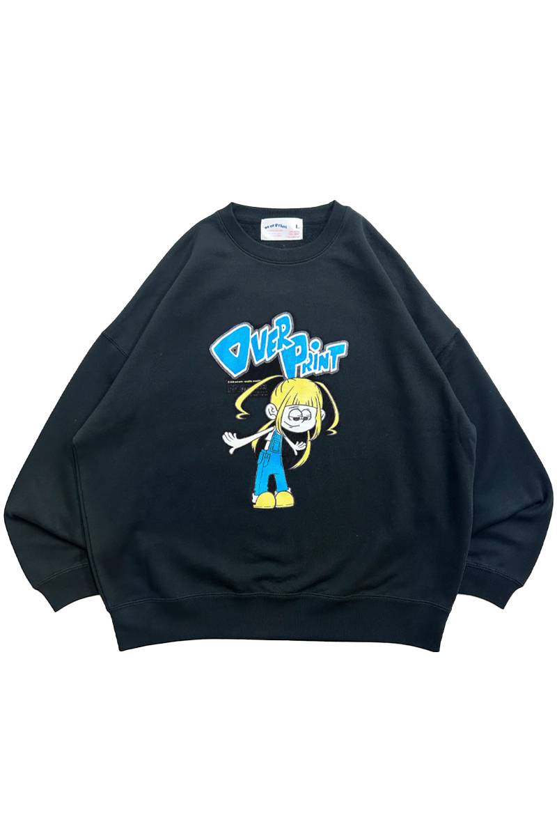 over print (オーバープリント) THANX sweatshirts BLACK