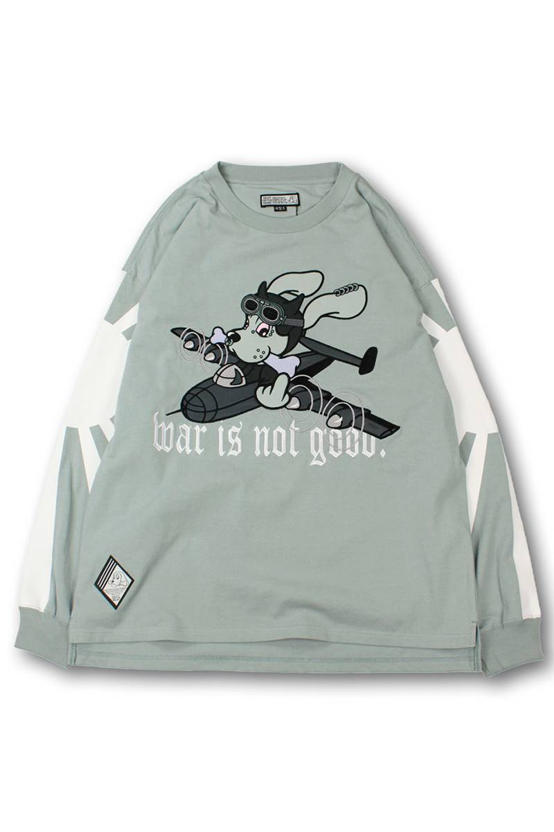 GALFY (ガルフィー) 反戦ロンTee - Gray / ロックファッション