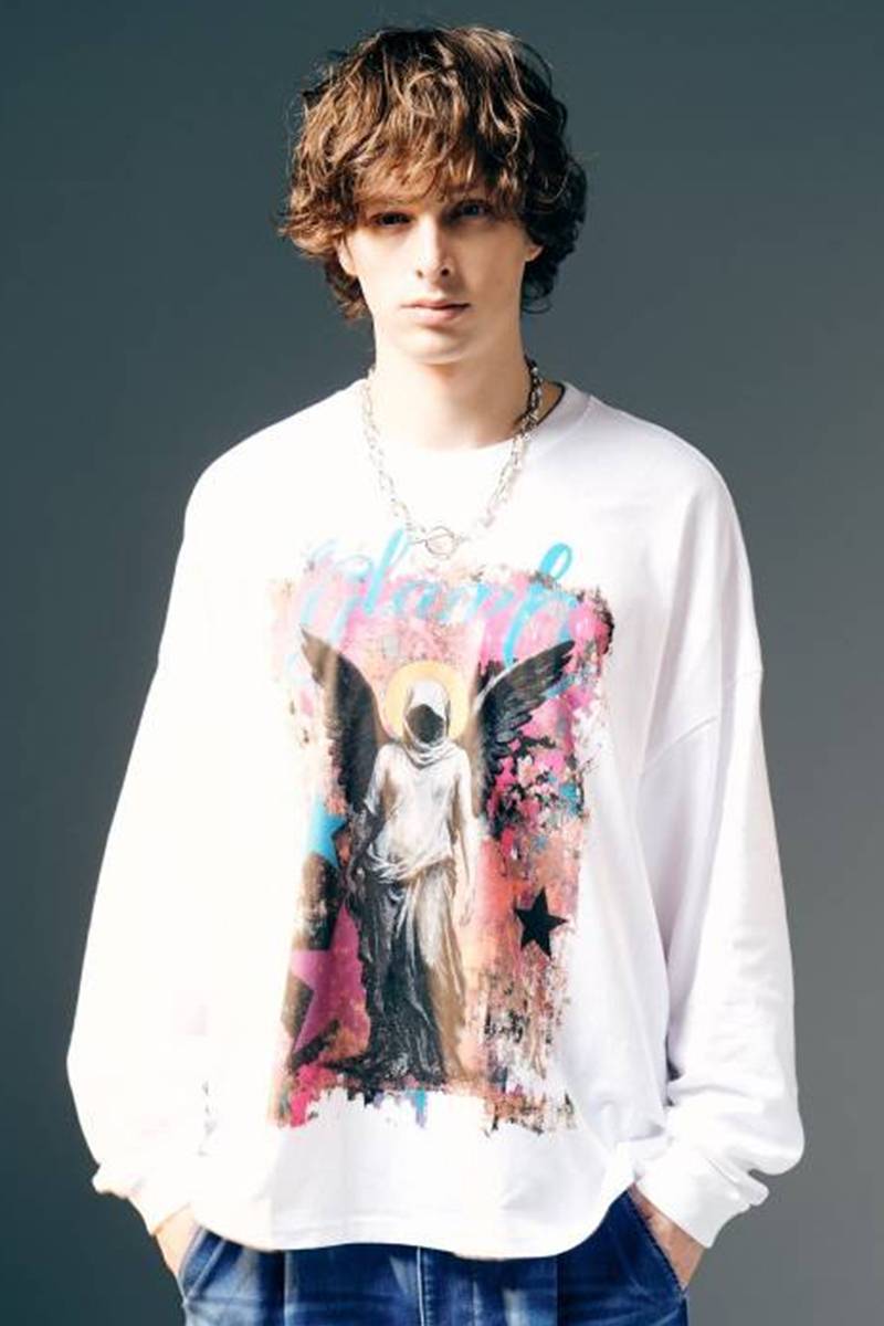 【予約商品】glamb(グラム)Angel Long Sleeves T-Shirt / エンジェルロングスリーブTシャツ - White