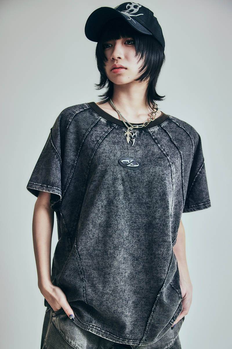 P.N UNDERGROUND (サイコ・ネーション・アンダーグラウンド) ワッフル切替TEE - Black