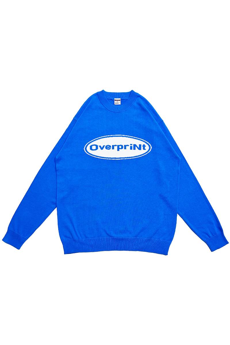 over print (オーバープリント) OVAL cotton knit BLUE