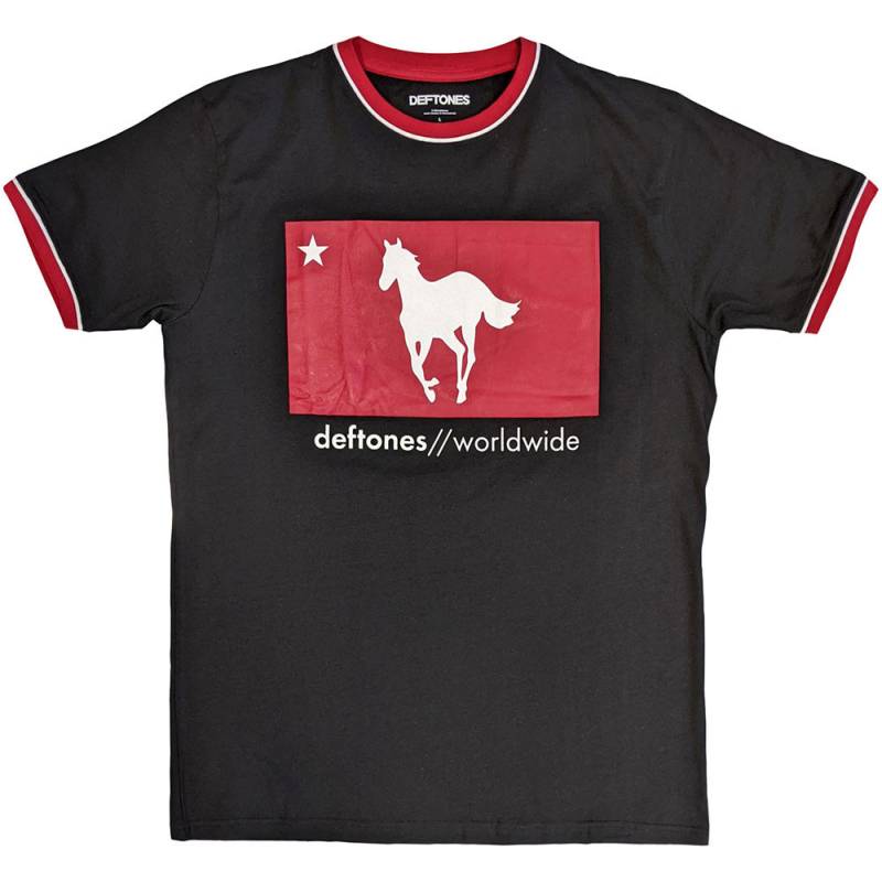 【予約商品】DEFTONES Unisex Ringer バンドTシャツ: Star & Pony (Black)