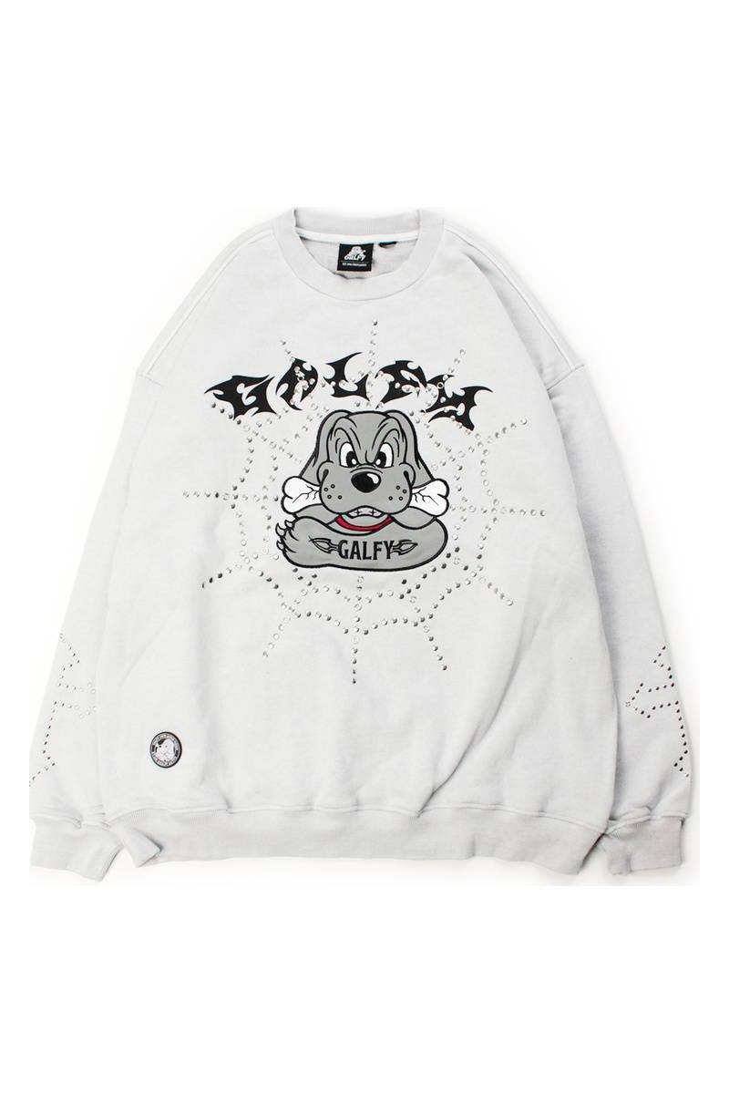 【予約商品】GALFY（ガルフィー）鋲中毒スウェット - WHITE/GRAY