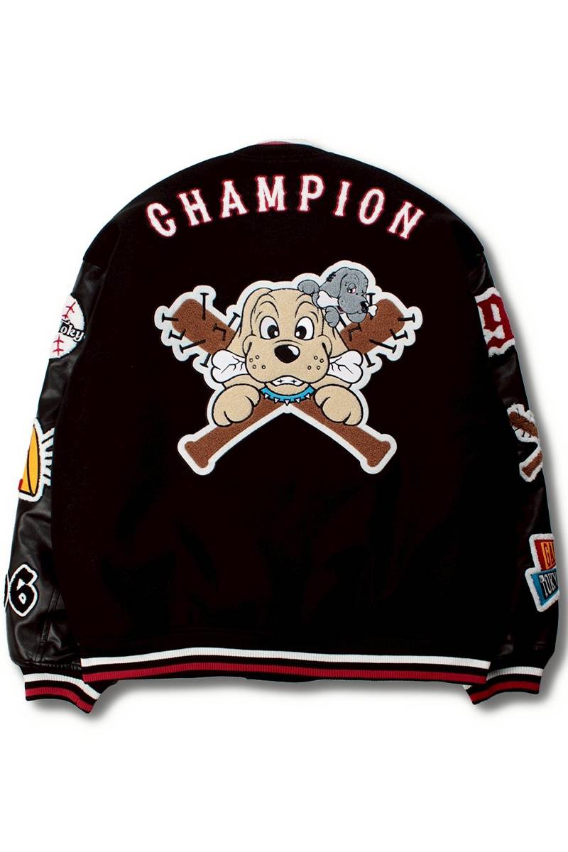 【予約商品】GALFY(ガルフィー)復活わんわん大学ジャケット - Black / Black
