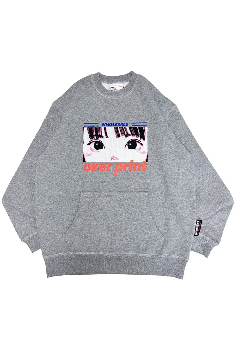 over print (オーバープリント) EYES EMB sweatshirts GRAY