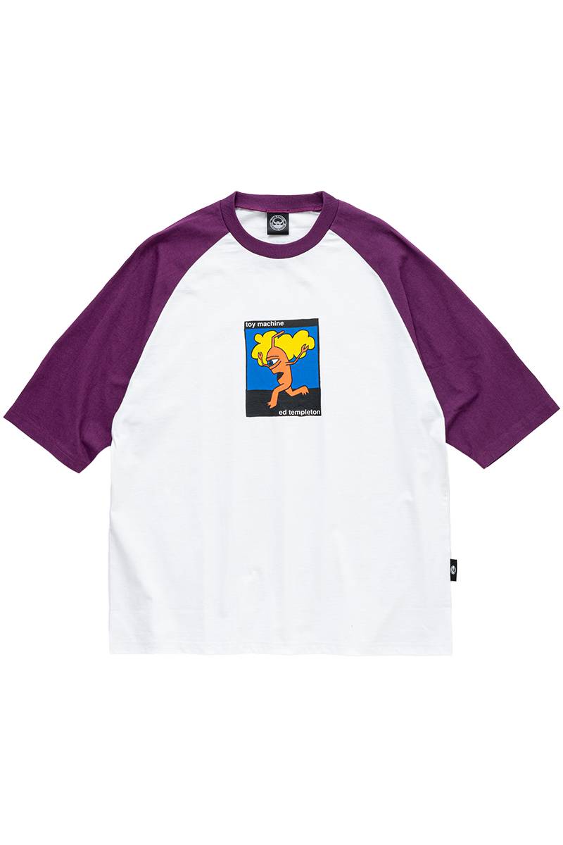 TOY MACHINE (トイマシーン) TOY MONSTER RAGLAN 3/4 SLEEVE TEE - L.Purple