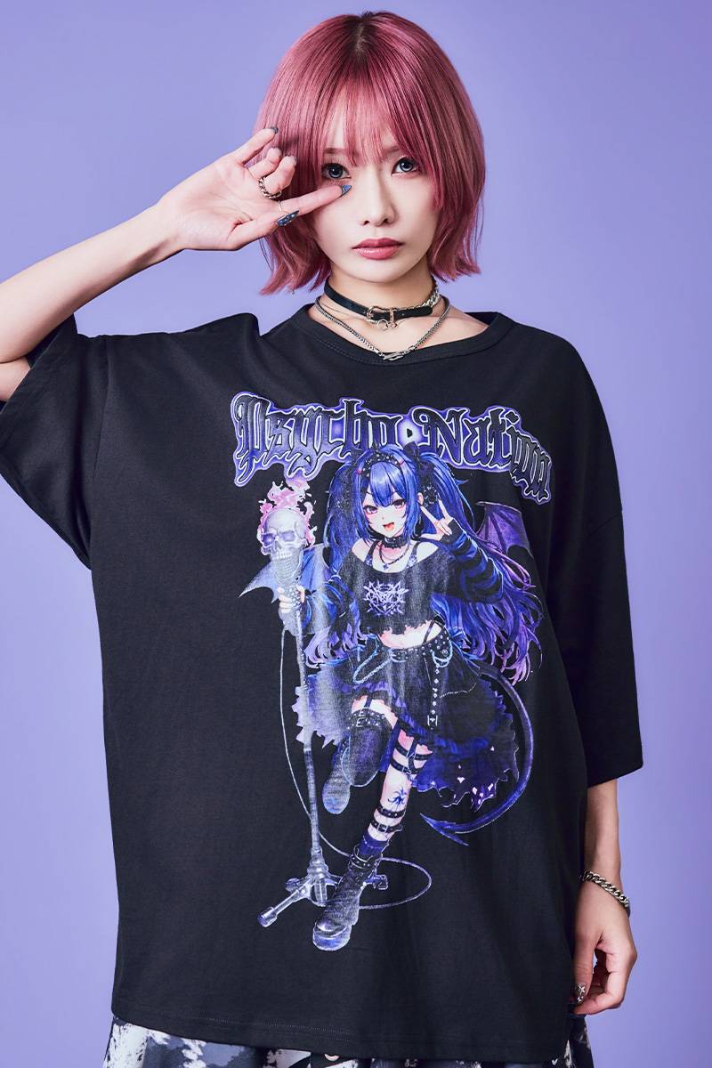 PSYCHO NATION(サイコ・ネーション) 黒羽 紫音 TEE - Black