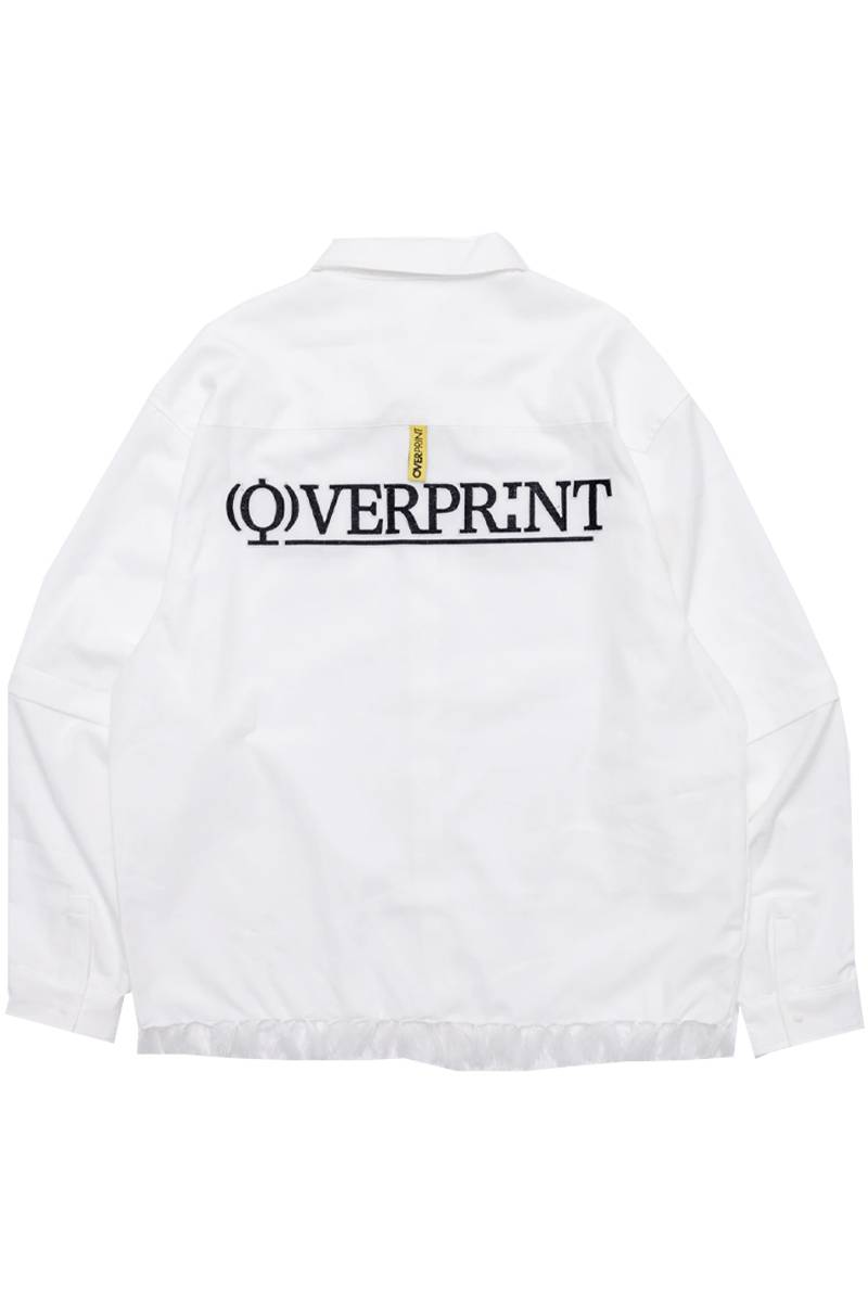 over print (オーバープリント) OX ARM ZIP SHIRTS - White
