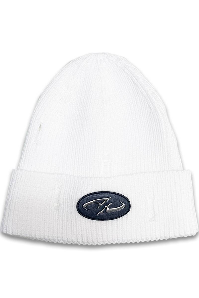 P.N UNDERGROUND (サイコ・ネーション・アンダーグラウンド) プレート・ダメージ・ニットCAP - White