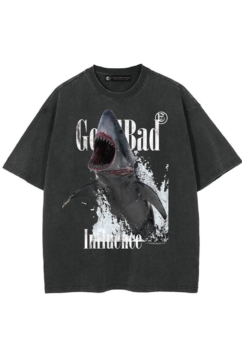A Good Bad Influence(アグッドバッドインフルエンス) SHARK T-SHIRT - Black
