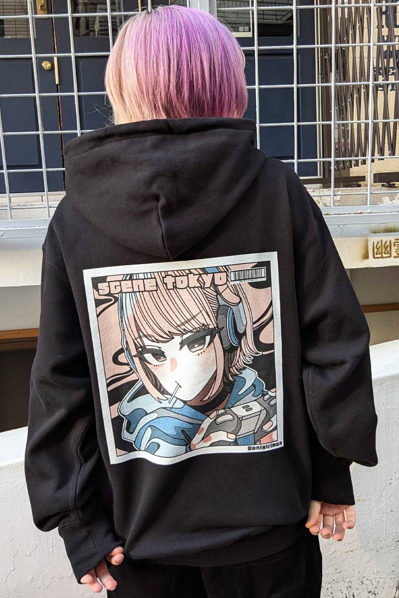 SCENE TOKYO (シーントウキョウ) game girl hoodie - Black