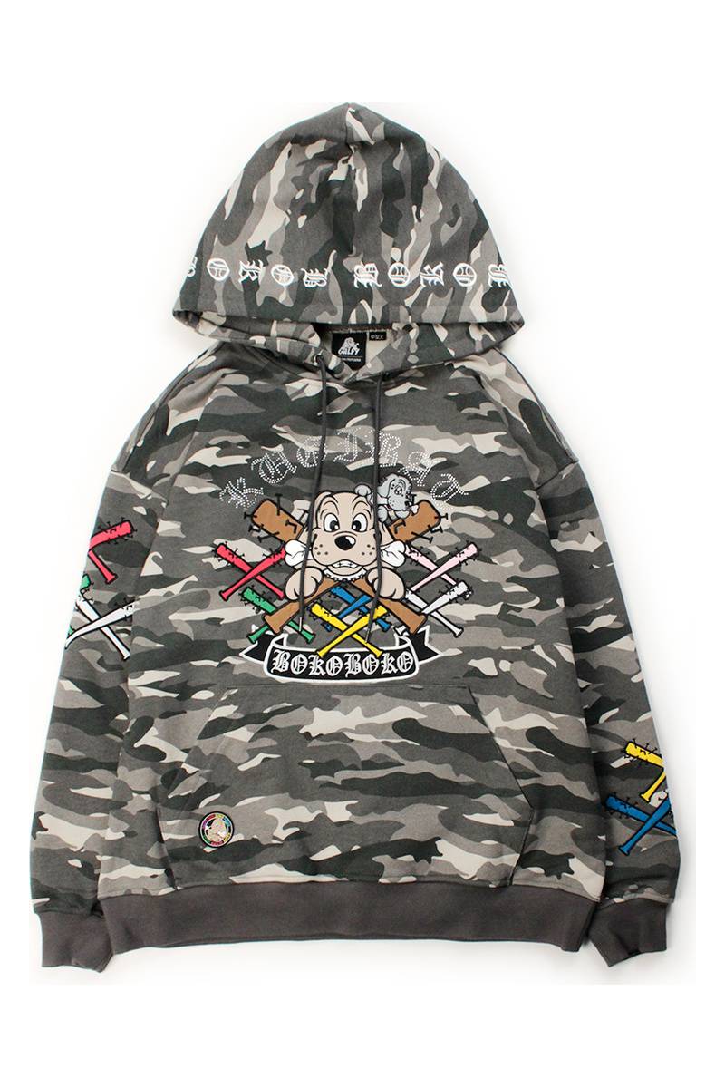 【予約商品】GALFY（ガルフィー）釘バットHEARTSパーカー - GRAY CAMO
