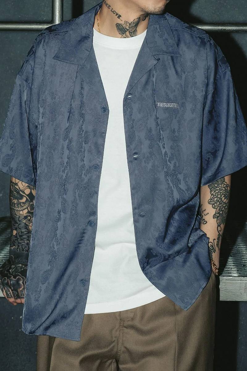 Subciety (サブサエティ) Jacquard paisley shirt - Gray