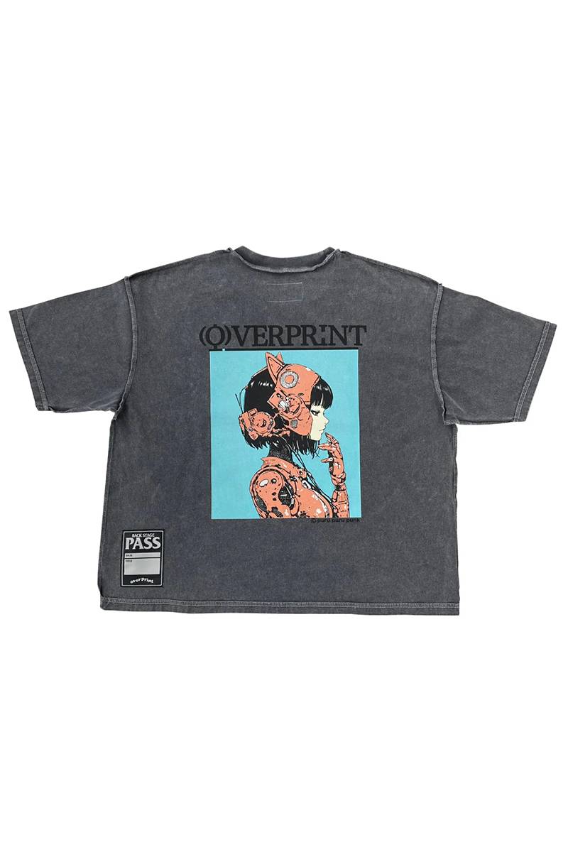 over print (オーバー・プリント) purupuru pigment Tee A - Chacoal