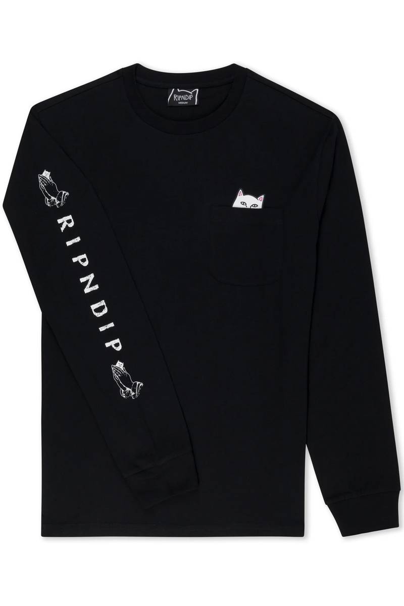 RIPNDIP (リップンディップ) Lord Nermal L/S Pocket Tee (Black)