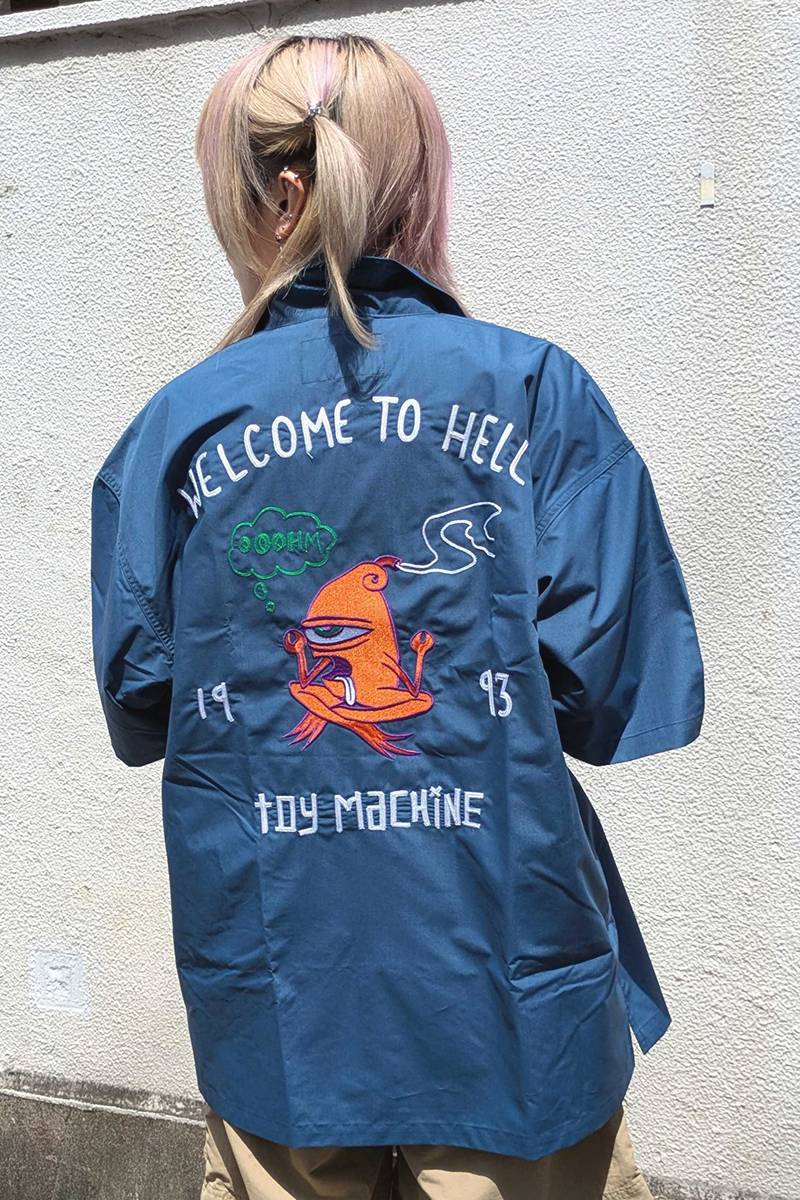 TOY MACHINE (トイマシーン) WELCOME TO HELL POPLYN SS SHIRTS - L.Navy
