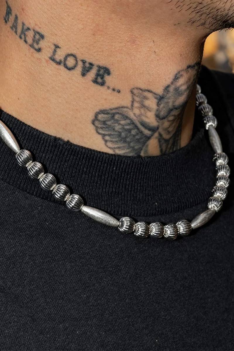 Subciety (サブサエティ) Metallic beads necklace - Silver