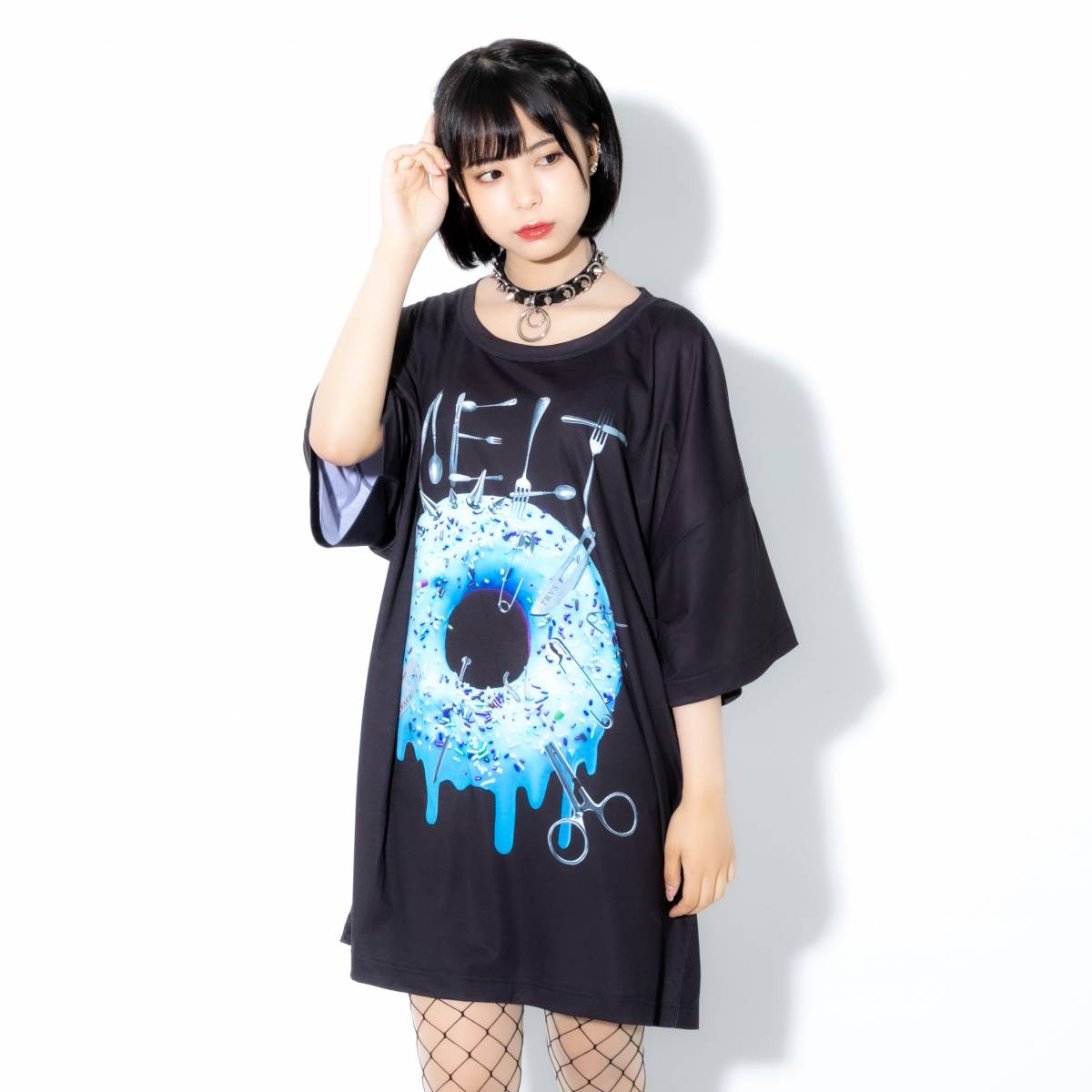 TRAVAS TOKYO Melty donuts BIG Tee BLACK