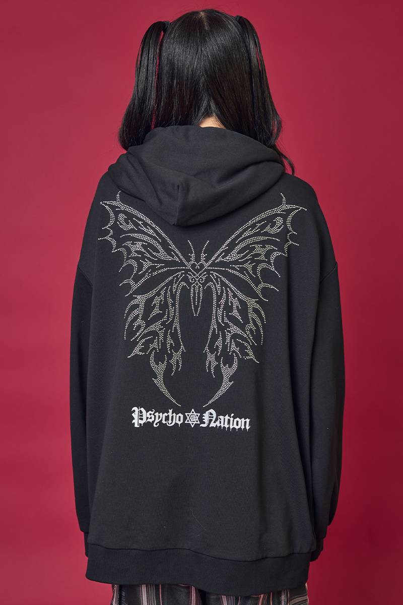 PSYCHO NATION(サイコネーション) ストーンバタフライパーカー BLACK