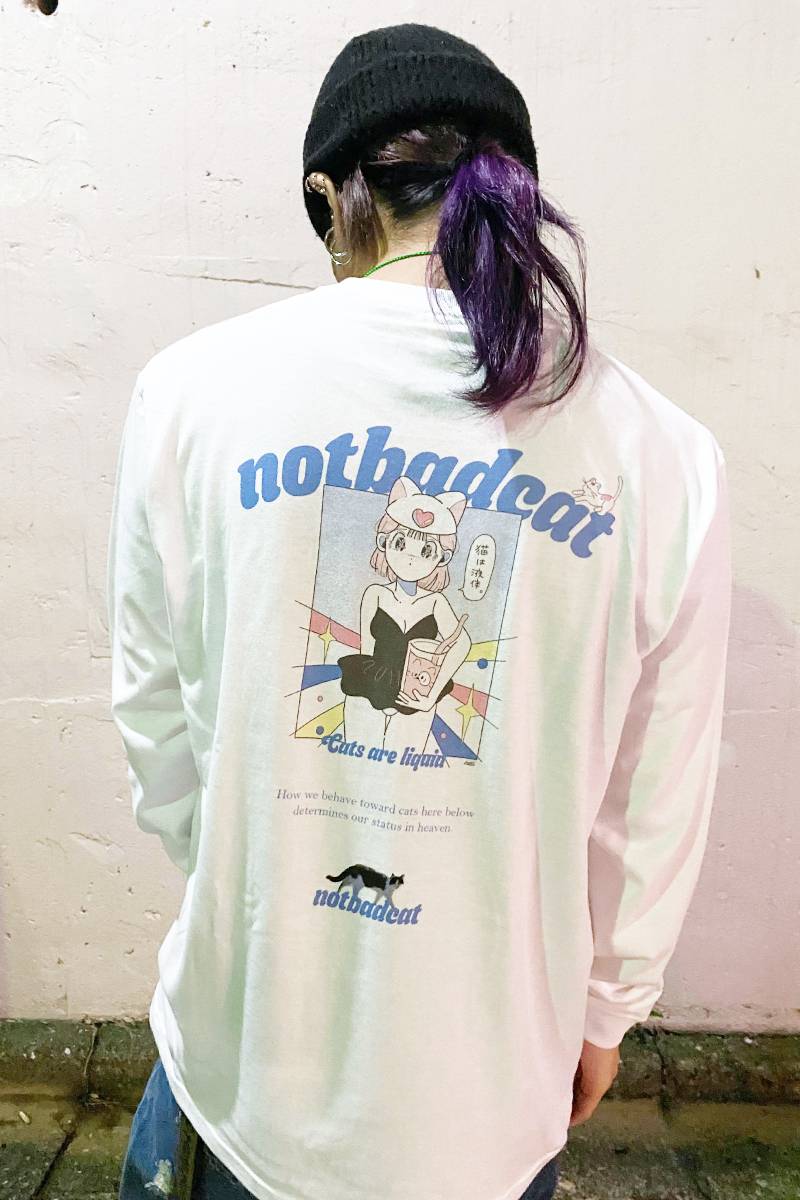 NOTBADCAT (ノットバッドキャット) 吸猫 LS Tee WHITE