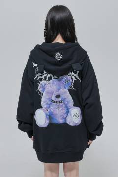 TRAVAS TOKYO Logo Faux Fur Long Hoodie / ロックファッション TRAVAS TOKYO Logo Faux Fur Long Hoodie / ロックファッション