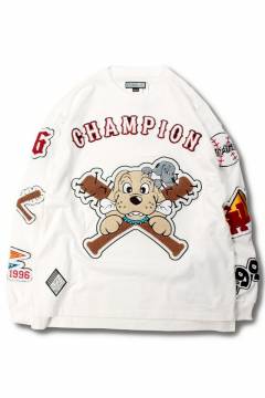 【予約商品】GALFY(ガルフィー)復活わんわん大学ロンT - O.White