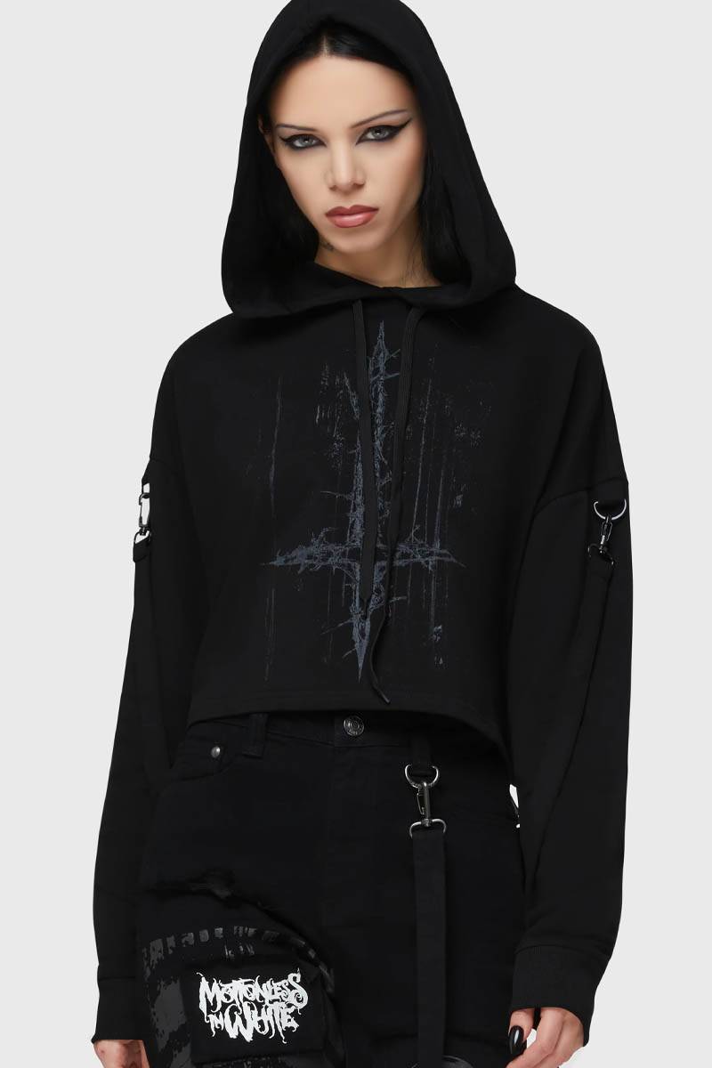 MOTIONLESS IN WHITExKILL STAR(キル・スター) Final Dictvm Crop Hoodie - Black
