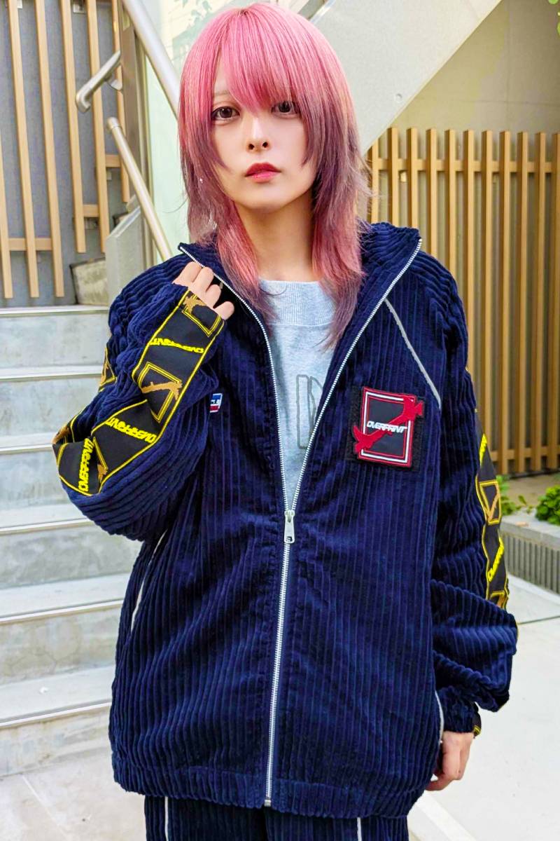 over print (オーバープリント) Corduroy jersey jacket - Navy
