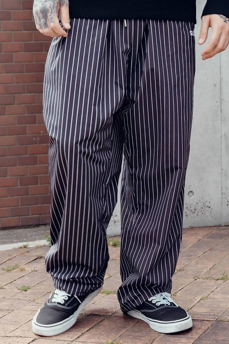 Subciety (サブサエティ) Stripe training pants - Black