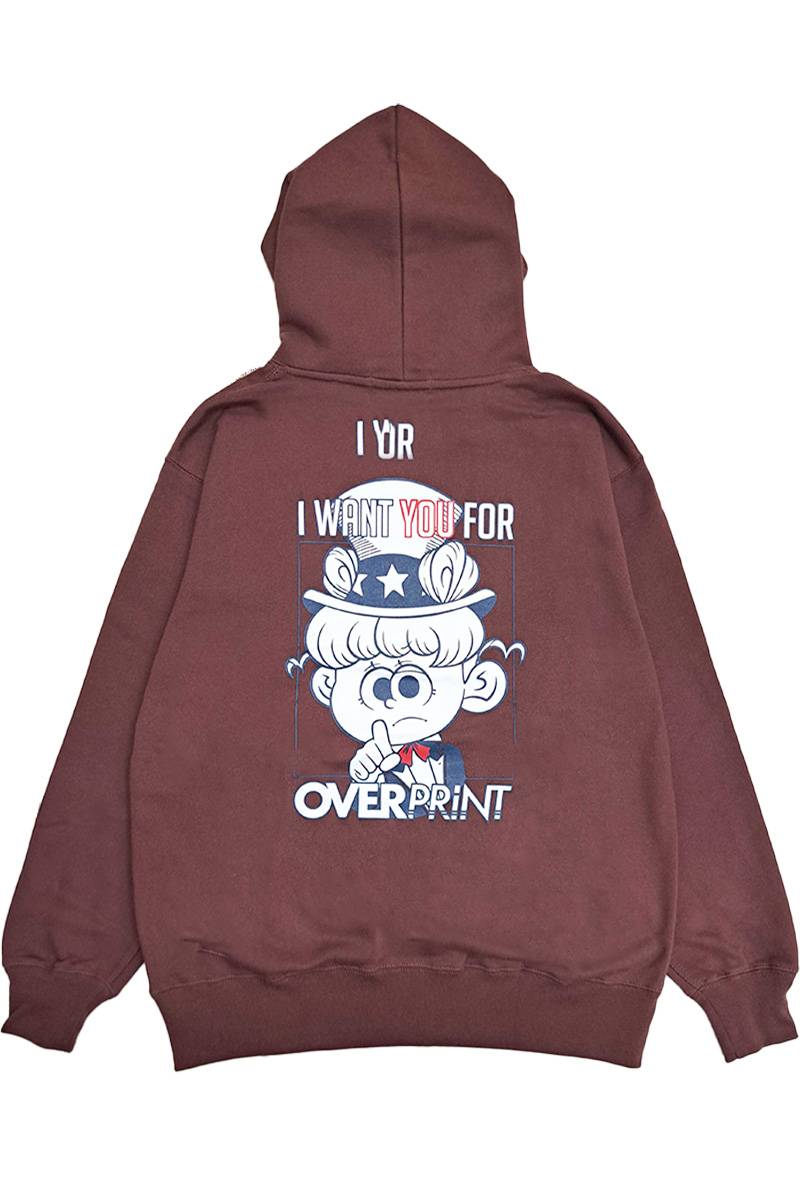 over print (オーバープリント) Uncle Sam Hoodie - Brown