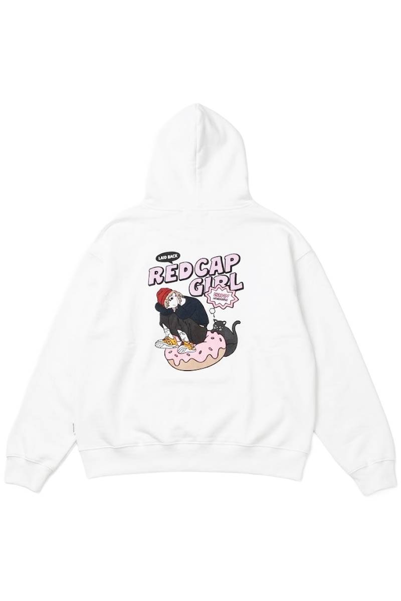 Red Cap Girl (レッド・キャップ・ガール) バック刺繍HOODIE - White