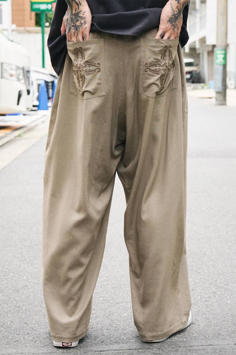Subciety (サブサエティ) Linen blend baker pants - Beige