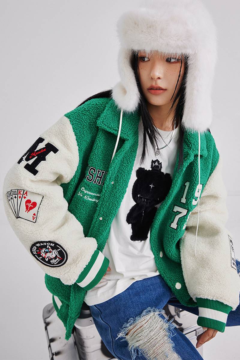 MISHKA (ミシカ) M61100650 Boa College Stadium Jacket GREEN