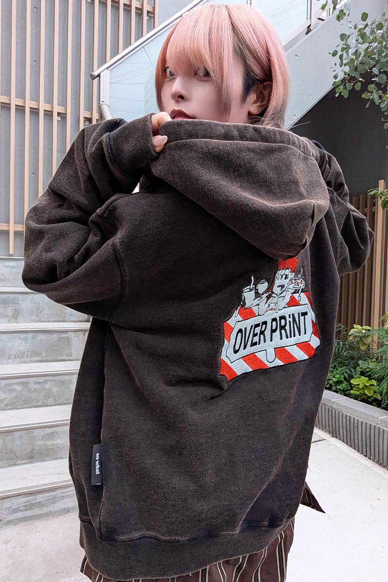 over print (オーバープリント) EVERYDAY Zip Hoodie - Chacoal