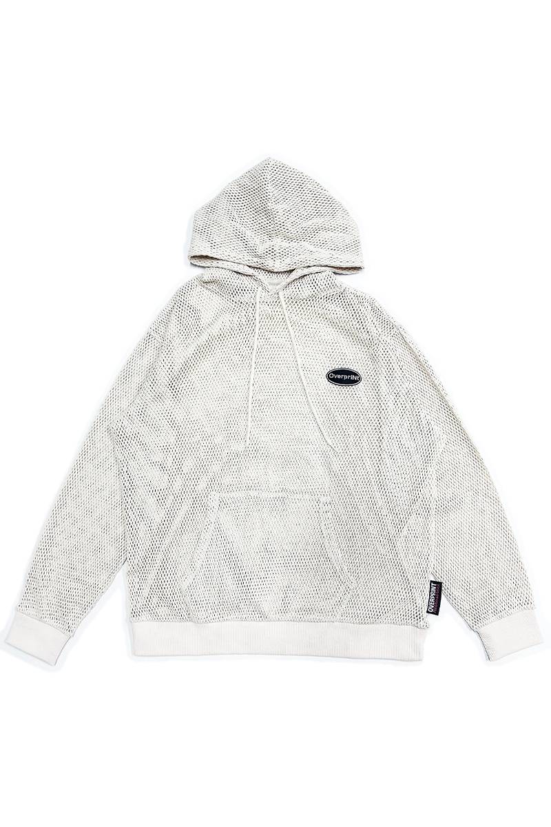 over print (オーバープリント) mesh Hoodie - Ivory