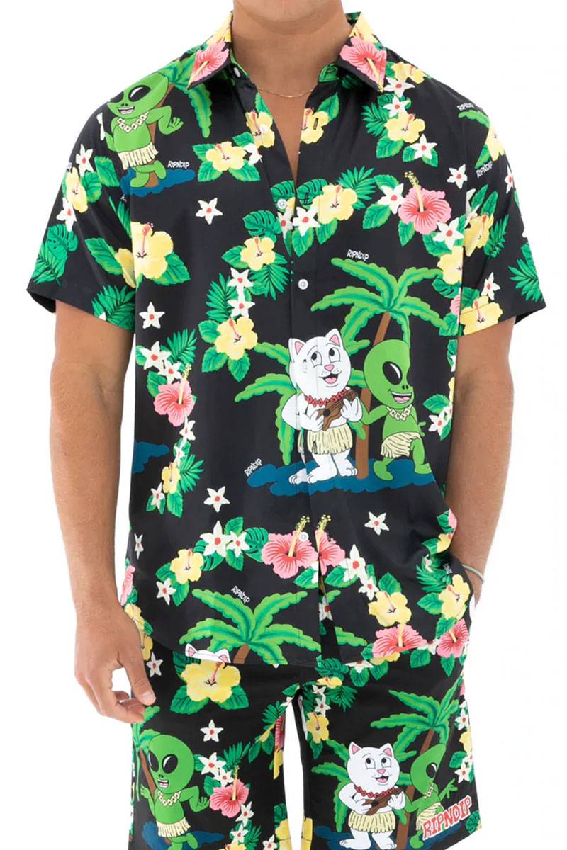 RIPNDIP (リップンディップ) Aloha Nerm Short Sleeve Button Up (Black)