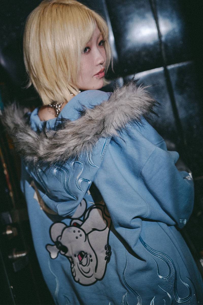 【予約商品】GALFY（ガルフィー）二代目ファイヤーピカピカZIPパーカー - BLUE GRAY