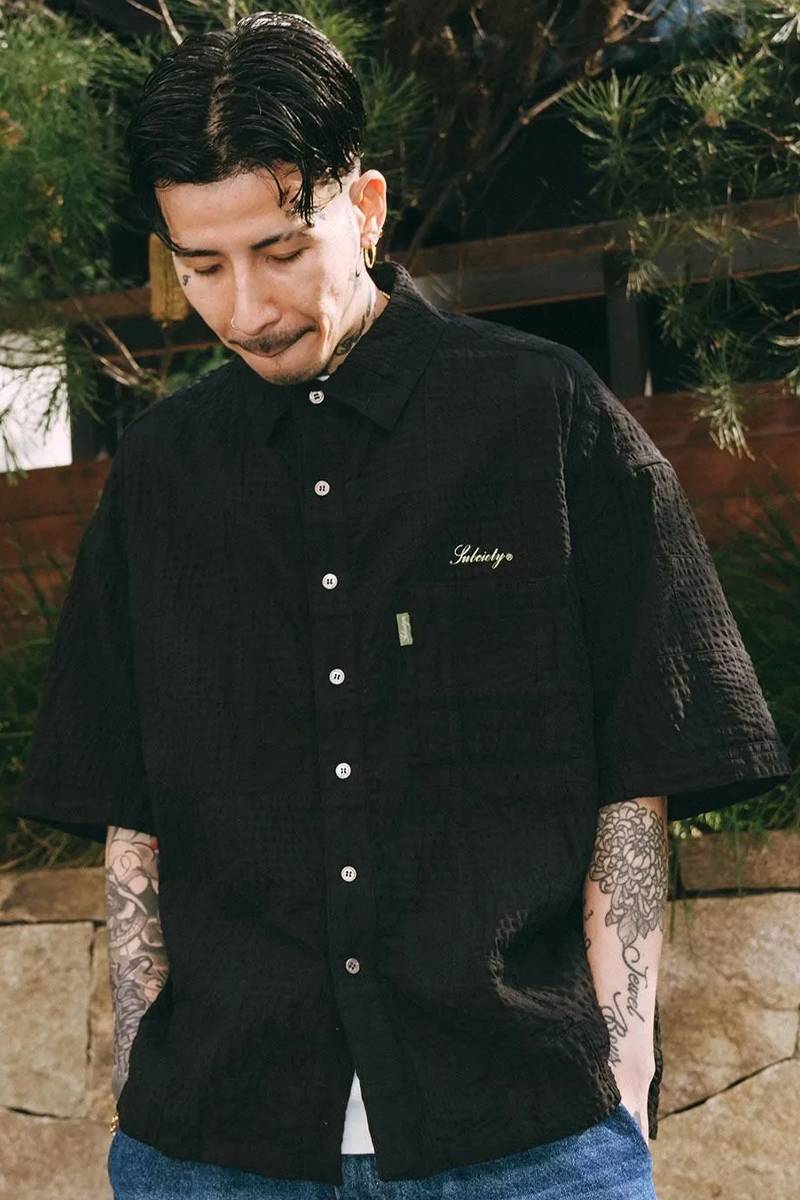 Subciety (サブサエティ) Patch work shirt - Black